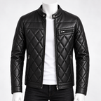Men's Fleece-Lined PU Leather Winter Jacket