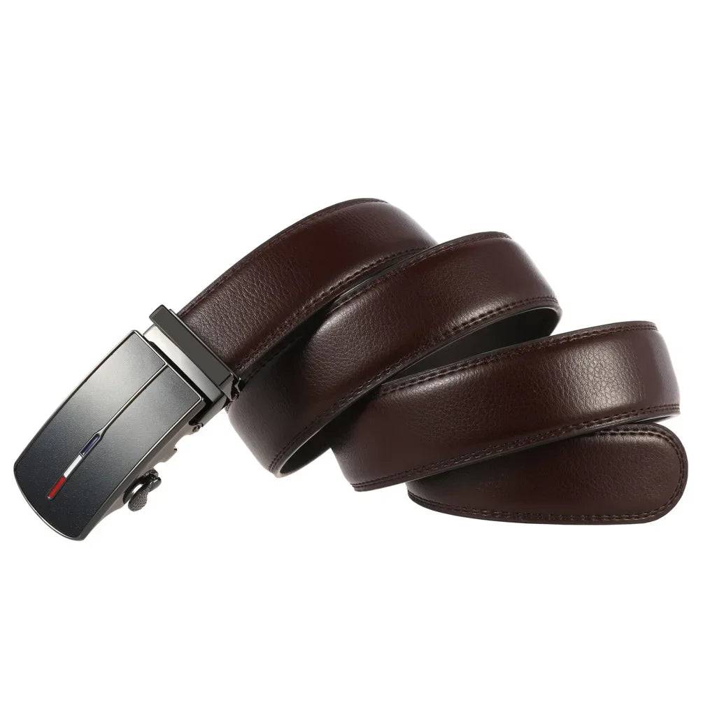 Men's Leather Belts Fashion Automatic Buckle Cowskin Male Belts Luxury Designer Black Brown 3.5cm