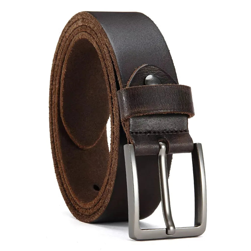 Genuine Leather For Men's High Quality Buckle Jeans Cowskin Casual Belts Business Cowboy Waistband Male Fashion Designer
