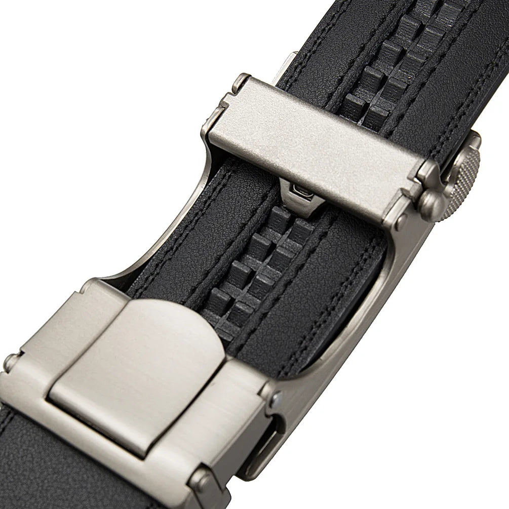High-End Fashion Business Belt for Men - 3.5cm, Handsome Alloy Automatic Buckle, Durable PU Leather