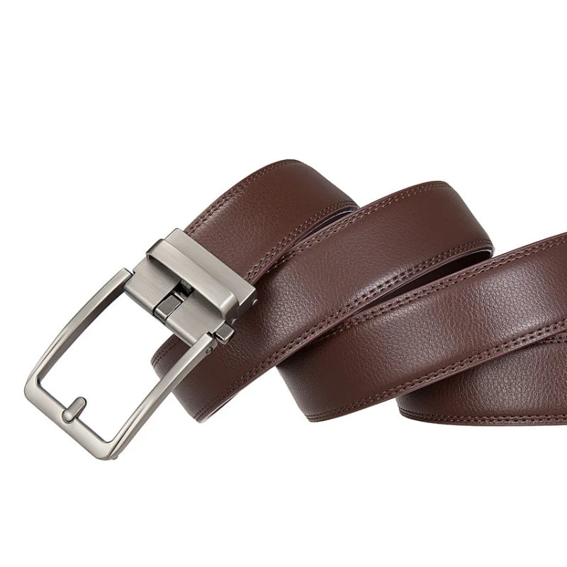 Men's Leather Belts Fashion Automatic Buckle Cowskin Male Belts Luxury Designer Black Brown 3.5cm