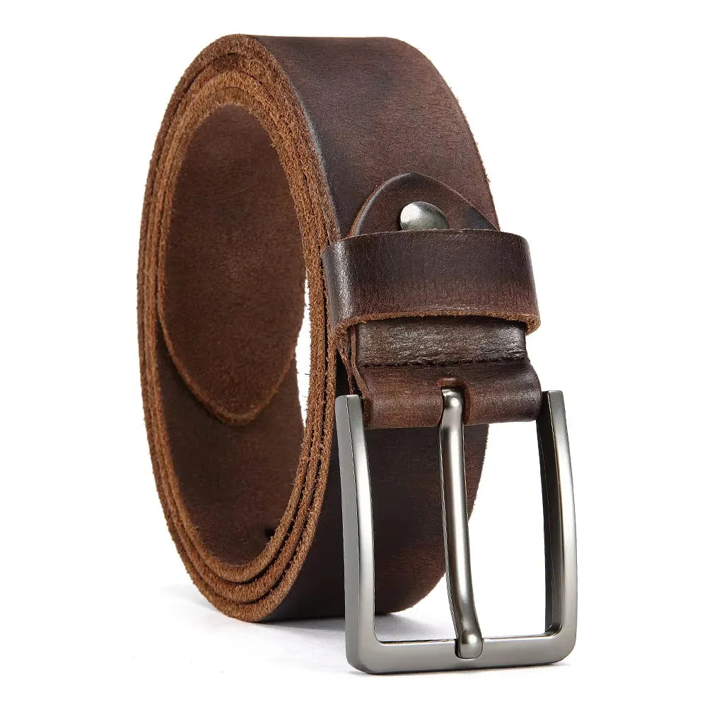 Genuine Leather For Men's High Quality Buckle Jeans Cowskin Casual Belts Business Cowboy Waistband Male Fashion Designer
