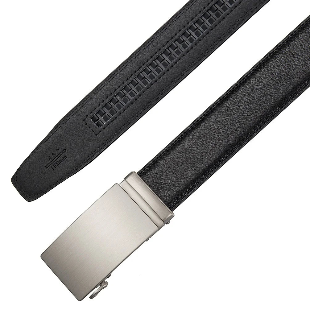 High-End Fashion Business Belt for Men - 3.5cm, Handsome Alloy Automatic Buckle, Durable PU Leather
