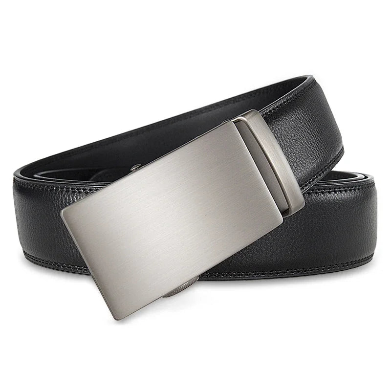 High-End Fashion Business Belt for Men - 3.5cm, Handsome Alloy Automatic Buckle, Durable PU Leather