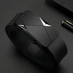 Black geometric object on a dark surface