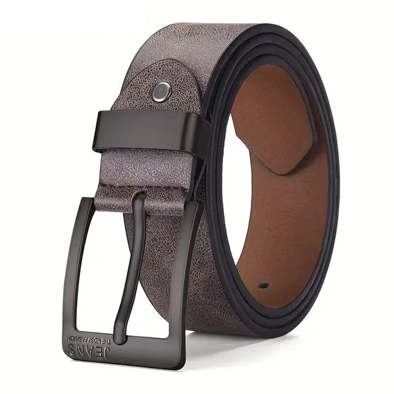 New Men's High-Quality PU Leather Belt Metal Pin Buckle Belt Leisure Business Waistband Fashionable Male Accessory Designer Belt