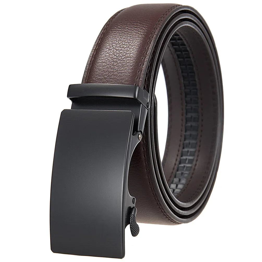 High-End Fashion Business Belt for Men - 3.5cm, Handsome Alloy Automatic Buckle, Durable PU Leather