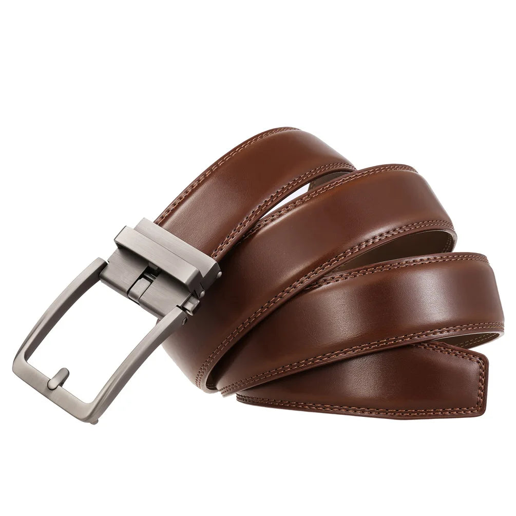 Men's Leather Belts Fashion Automatic Buckle Cowskin Male Belts Luxury Designer Black Brown 3.5cm