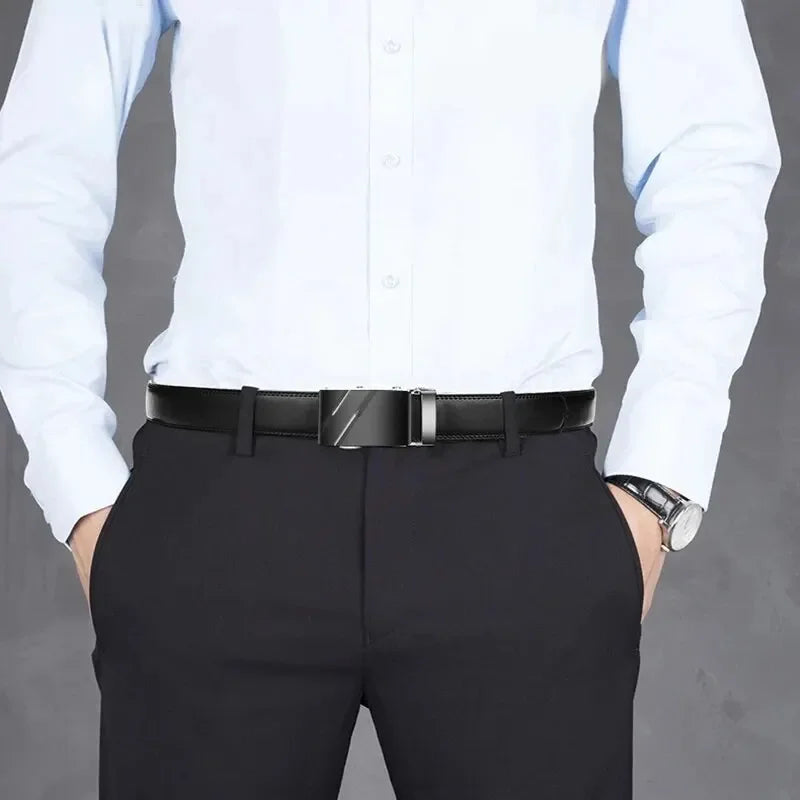 Fashion Business Men'S Belt Luxury Brand Belt Metal Buckle Belt High-Quality PU Leather Soft Belt With Cargo Pants Jeans