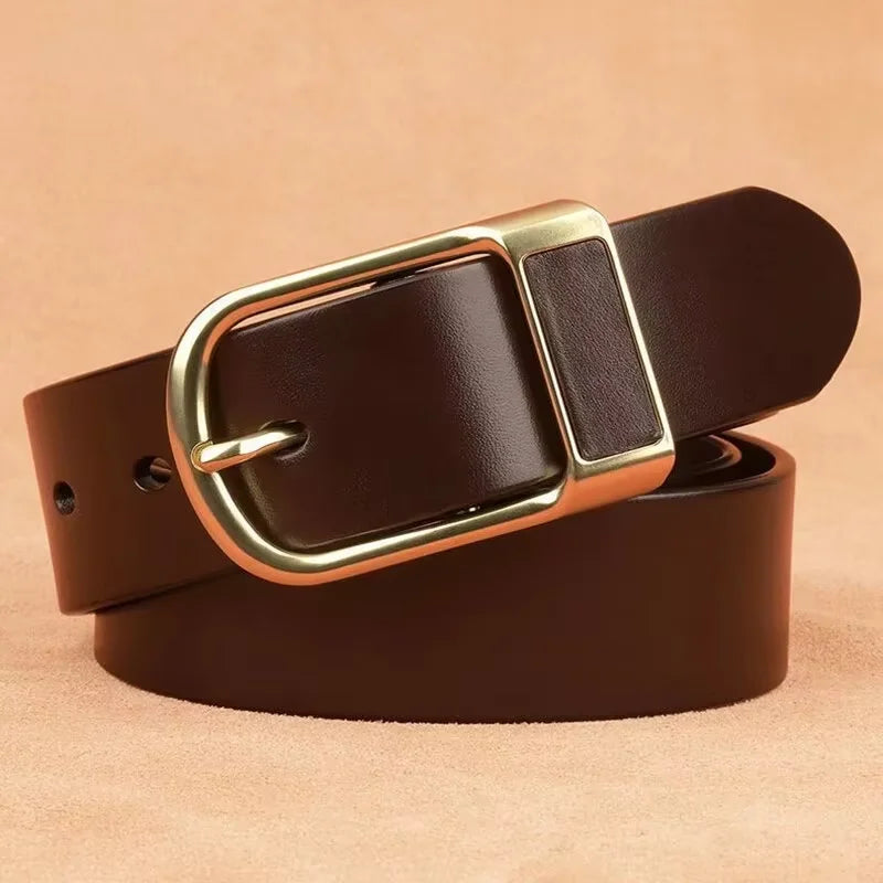 Men's High-Quality Genuine Leather Belt with Business Cowboy Buckle Casual Jeans Waistband Fashionable Male Accessory 2024 New