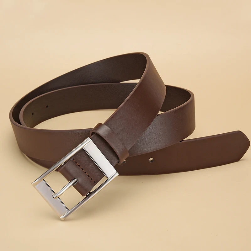 New Luxury Belt for Men PU Leather Belt Metal Pin Buckle High Quality Famous Brand Designer Waist Strap Belts for Jeans Men Belt