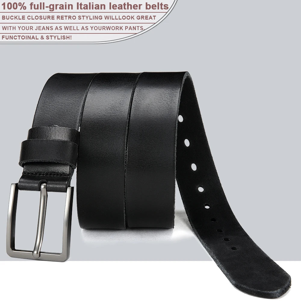 Genuine Leather For Men's High Quality Buckle Jeans Cowskin Casual Belts Business Cowboy Waistband Male Fashion Designer