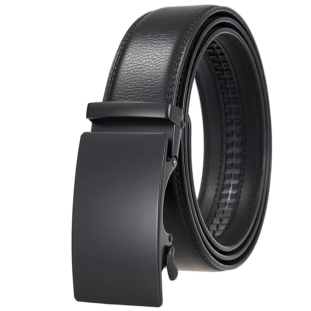 High-End Fashion Business Belt for Men - 3.5cm, Handsome Alloy Automatic Buckle, Durable PU Leather