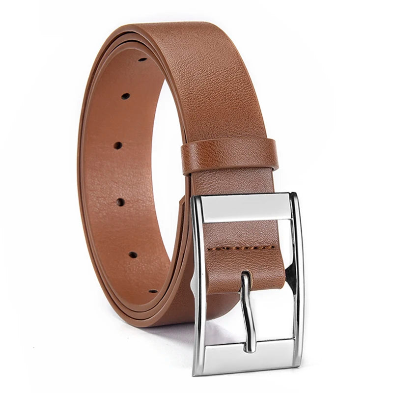 New Luxury Belt for Men PU Leather Belt Metal Pin Buckle High Quality Famous Brand Designer Waist Strap Belts for Jeans Men Belt