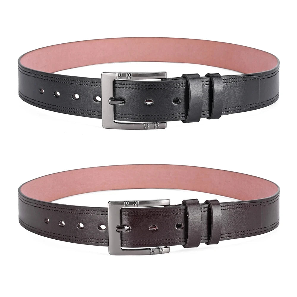 Genuine Leather For Men's High Quality Buckle Jeans Cowskin Casual Belts Business Cowboy Waistband Male Fashion Designer 2024New