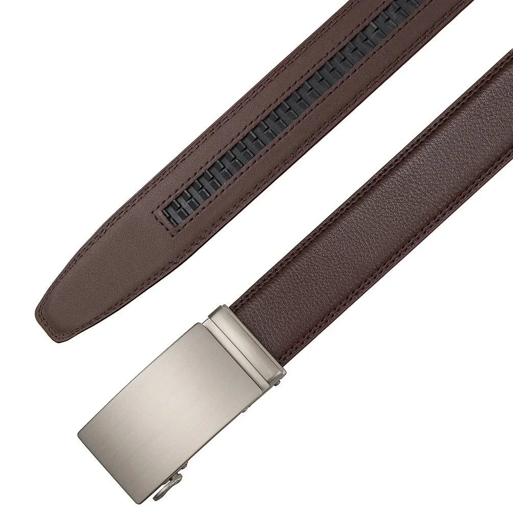 High-End Fashion Business Belt for Men - 3.5cm, Handsome Alloy Automatic Buckle, Durable PU Leather