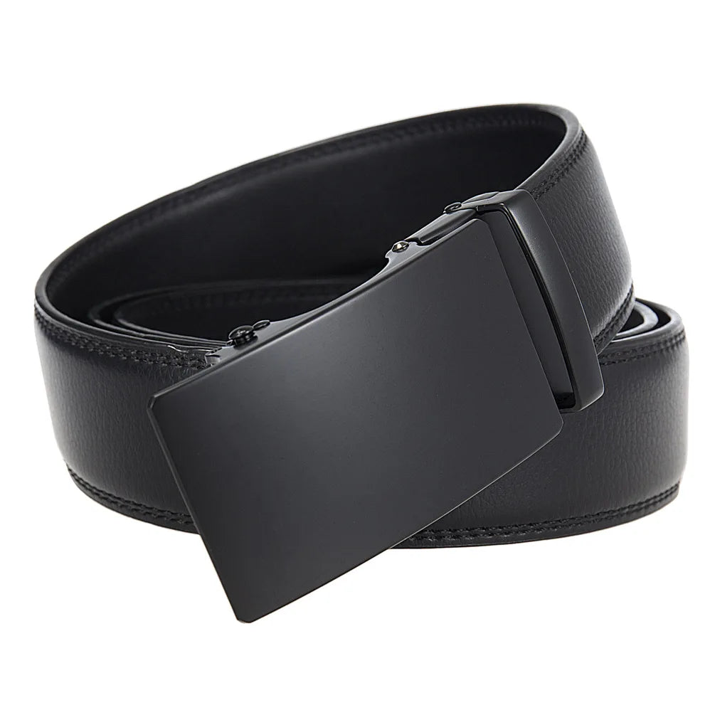 High-End Fashion Business Belt for Men - 3.5cm, Handsome Alloy Automatic Buckle, Durable PU Leather
