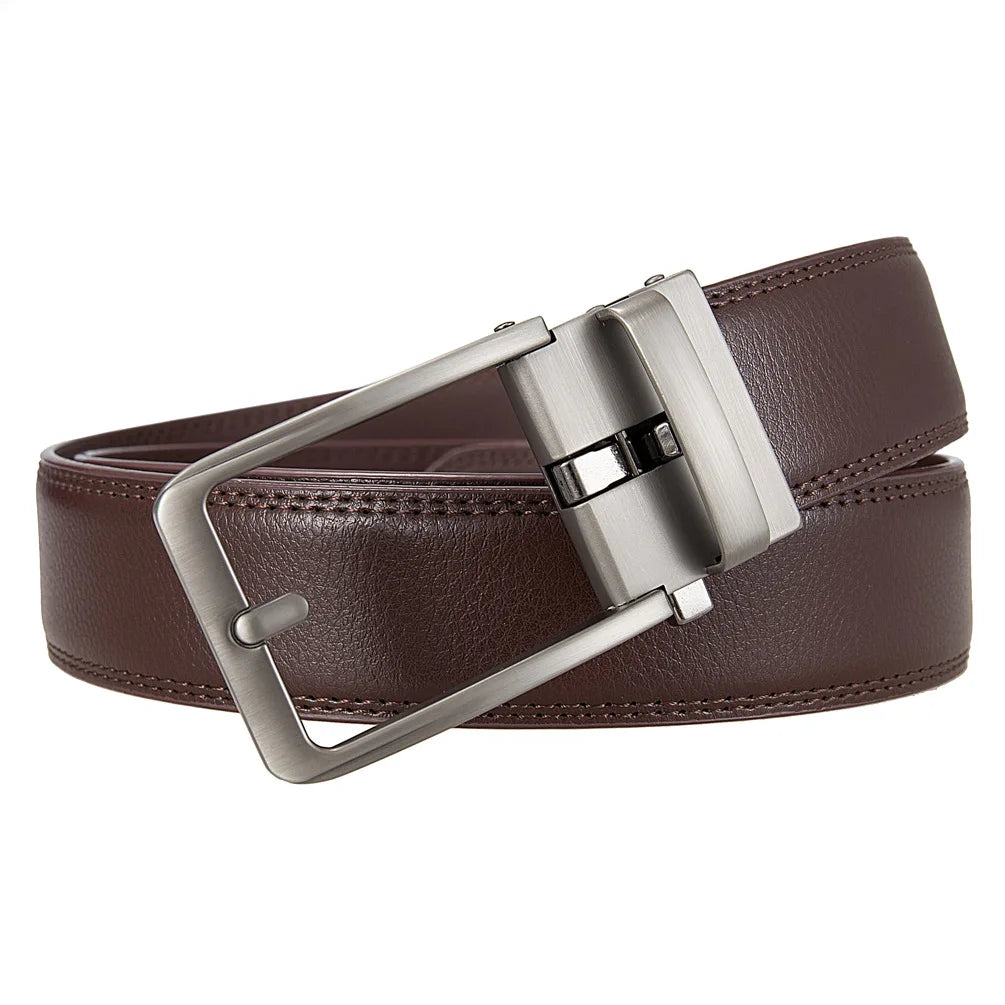 Men's Leather Belts Fashion Automatic Buckle Cowskin Male Belts Luxury Designer Black Brown 3.5cm