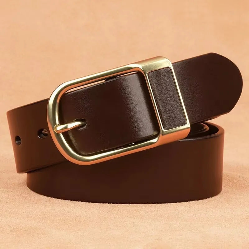 Men's High-Quality Genuine Leather Belt with Business Cowboy Buckle Casual Jeans Waistband Fashionable Male Accessory 2024 New