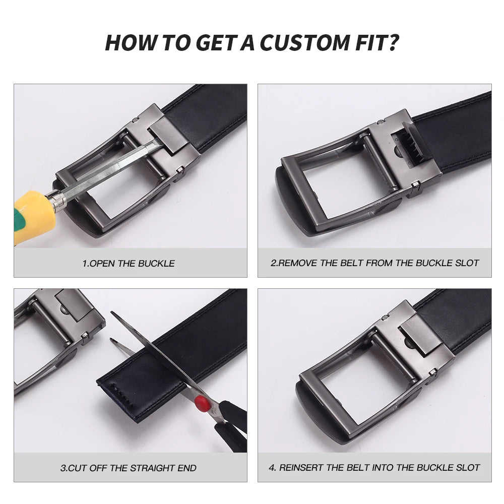 Men's Leather Belts Fashion Automatic Buckle Cowskin Male Belts Luxury Designer Black Brown 3.5cm
