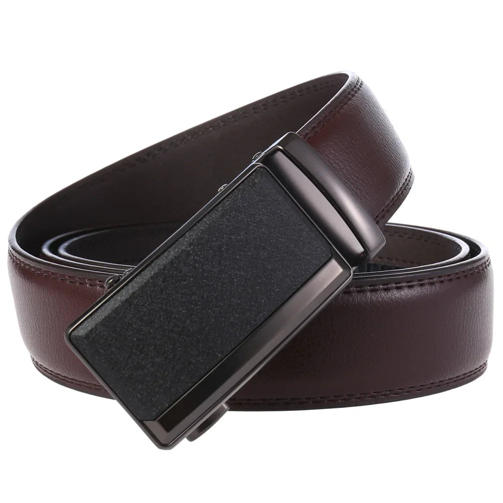 Men's Leather Belts Fashion Automatic Buckle Cowskin Male Belts Luxury Designer Black Brown 3.5cm