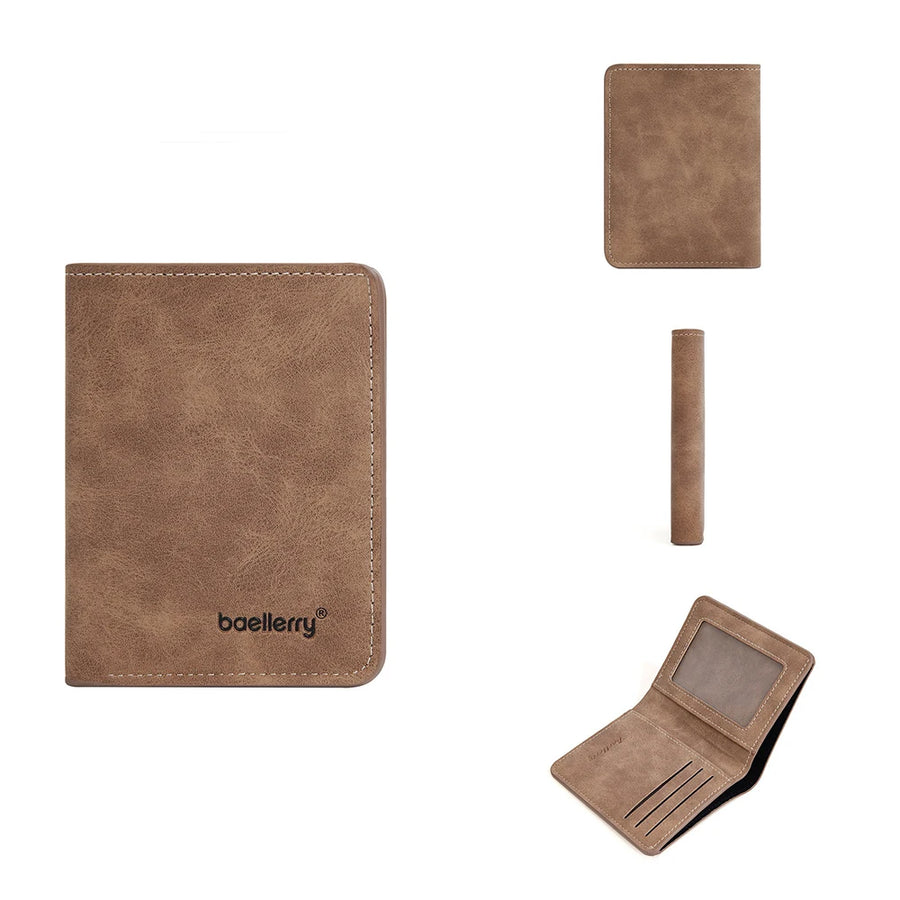 Men’s Vegan Leather Bifold Wallet – Coin Pocket & Card Slots