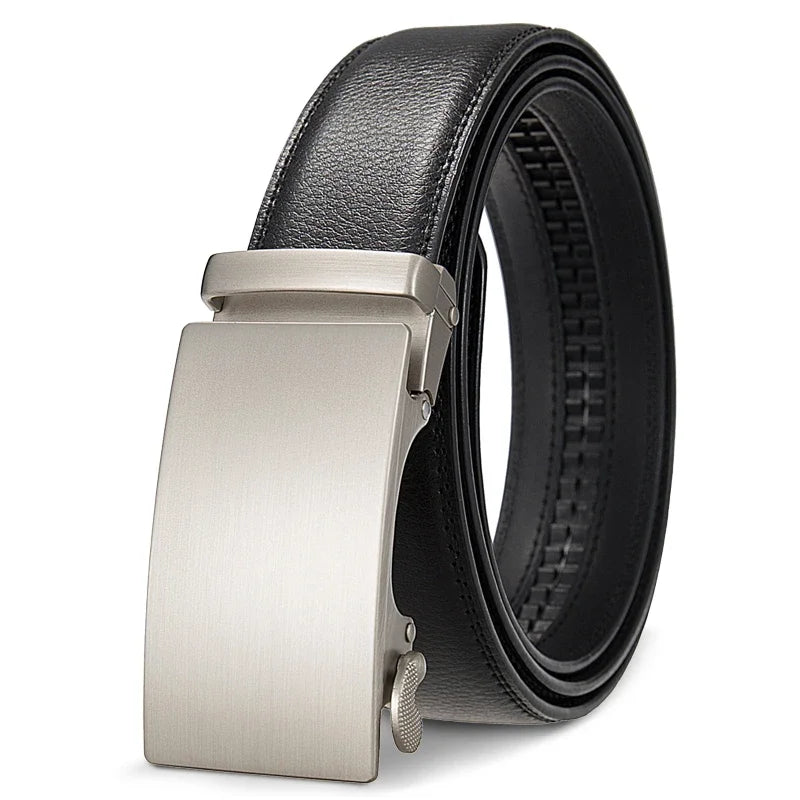 High-End Fashion Business Belt for Men - 3.5cm, Handsome Alloy Automatic Buckle, Durable PU Leather
