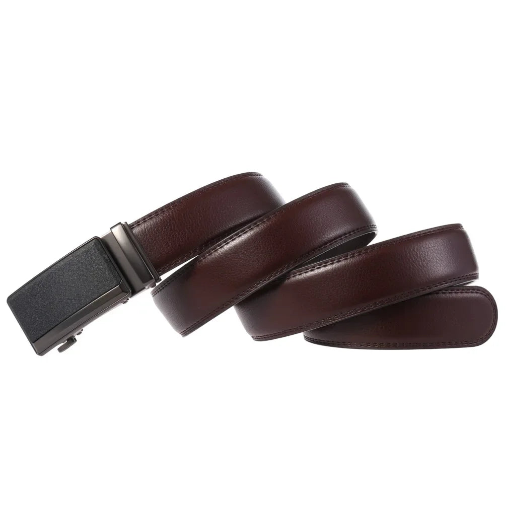 Men's Leather Belts Fashion Automatic Buckle Cowskin Male Belts Luxury Designer Black Brown 3.5cm