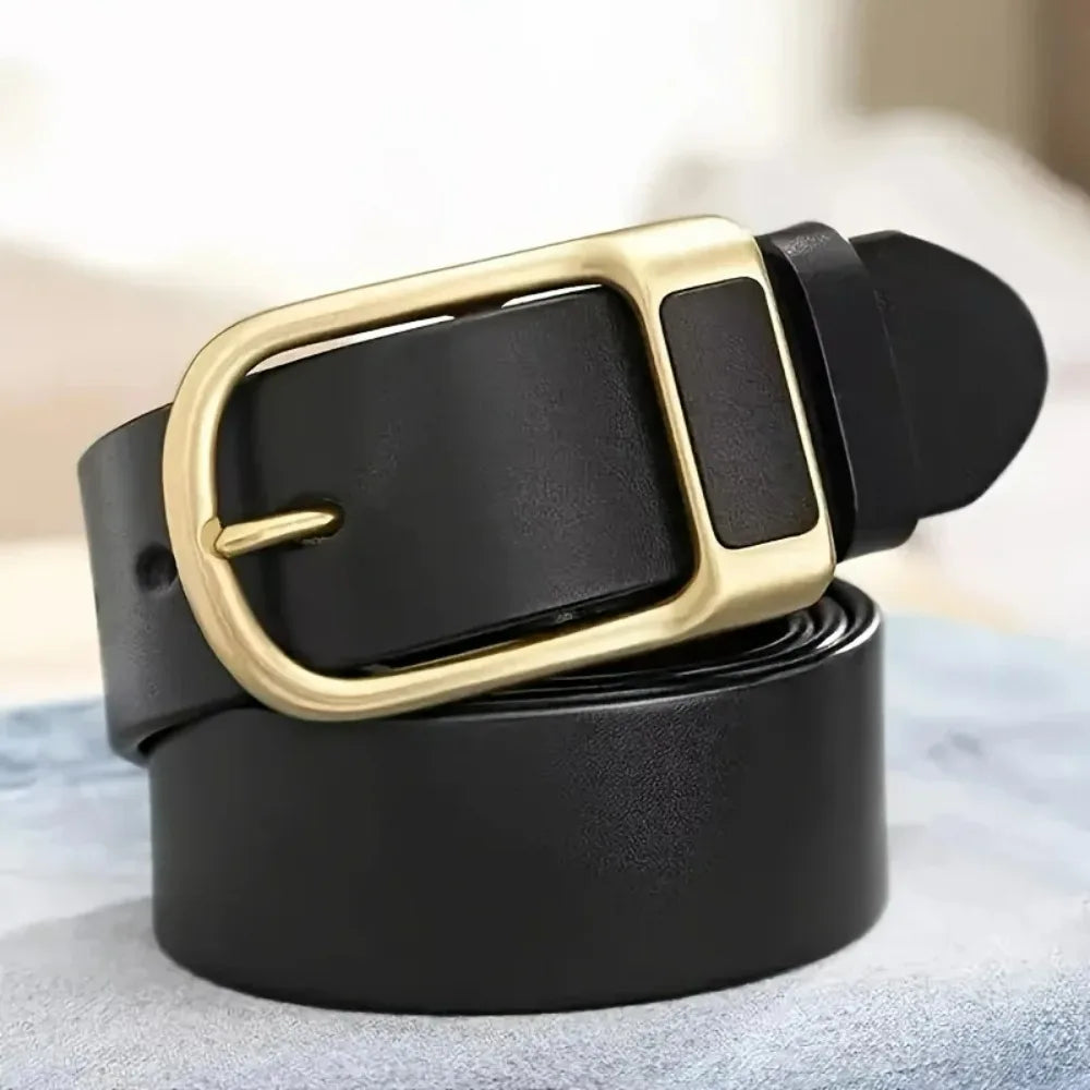 Men's High-Quality Genuine Leather Belt with Business Cowboy Buckle Casual Jeans Waistband Fashionable Male Accessory 2024 New