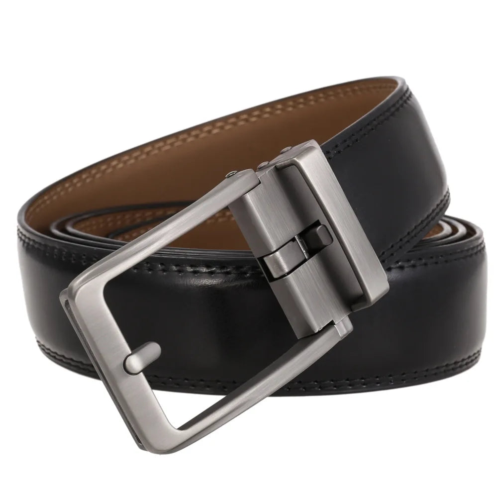 Men's Leather Belts Fashion Automatic Buckle Cowskin Male Belts Luxury Designer Black Brown 3.5cm