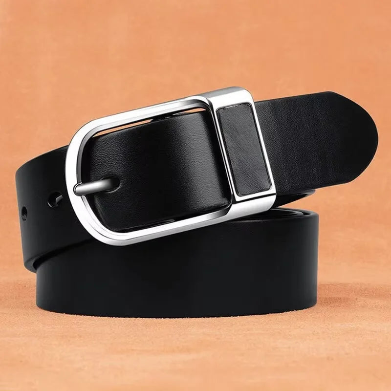 Men's High-Quality Genuine Leather Belt with Business Cowboy Buckle Casual Jeans Waistband Fashionable Male Accessory 2024 New