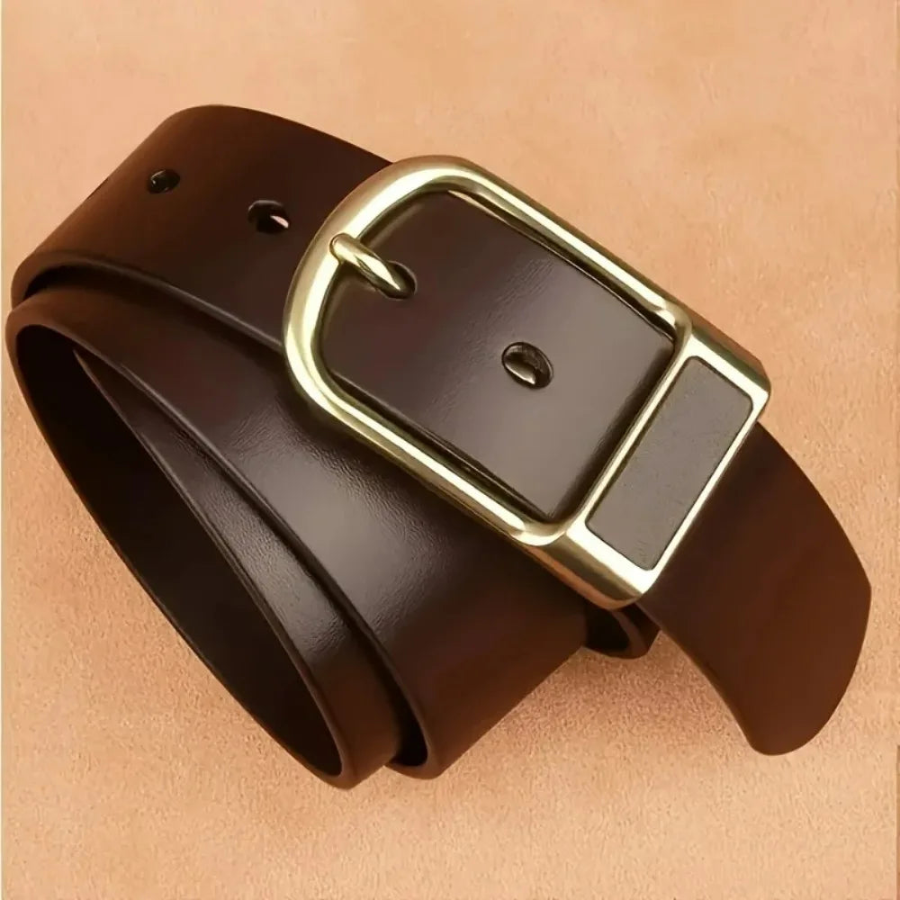 Men's High-Quality Genuine Leather Belt with Business Cowboy Buckle Casual Jeans Waistband Fashionable Male Accessory 2024 New