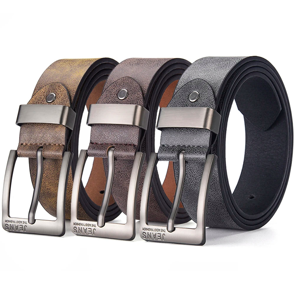 New Men's High-Quality PU Leather Belt Metal Pin Buckle Belt Leisure Business Waistband Fashionable Male Accessory Designer Belt