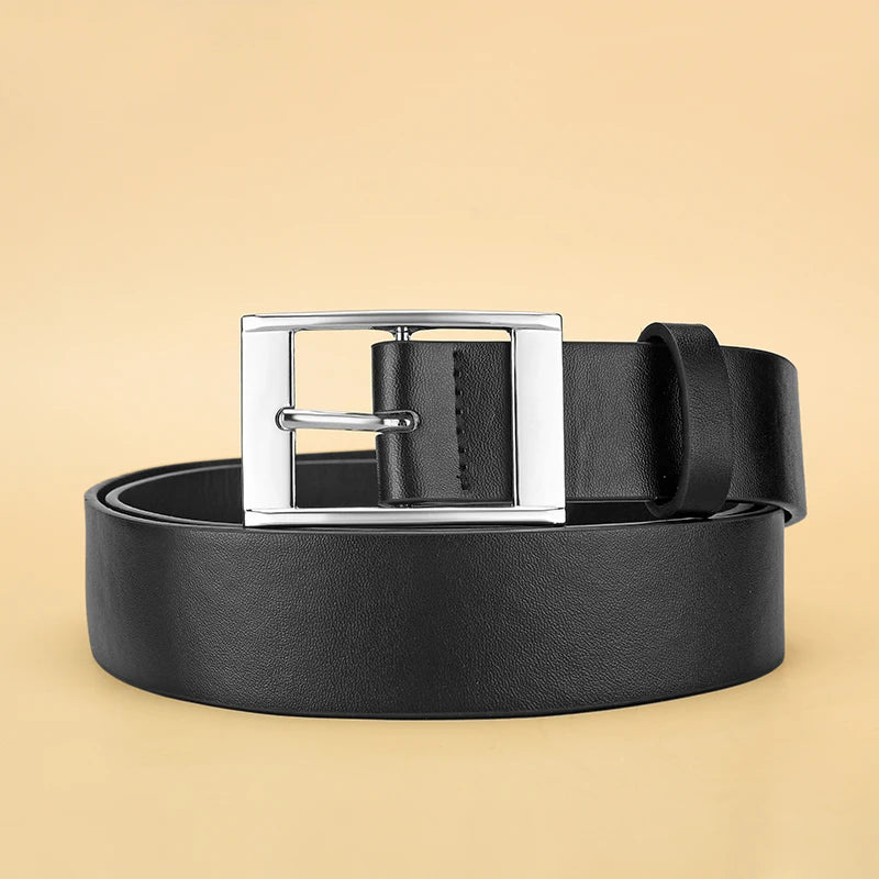 New Luxury Belt for Men PU Leather Belt Metal Pin Buckle High Quality Famous Brand Designer Waist Strap Belts for Jeans Men Belt