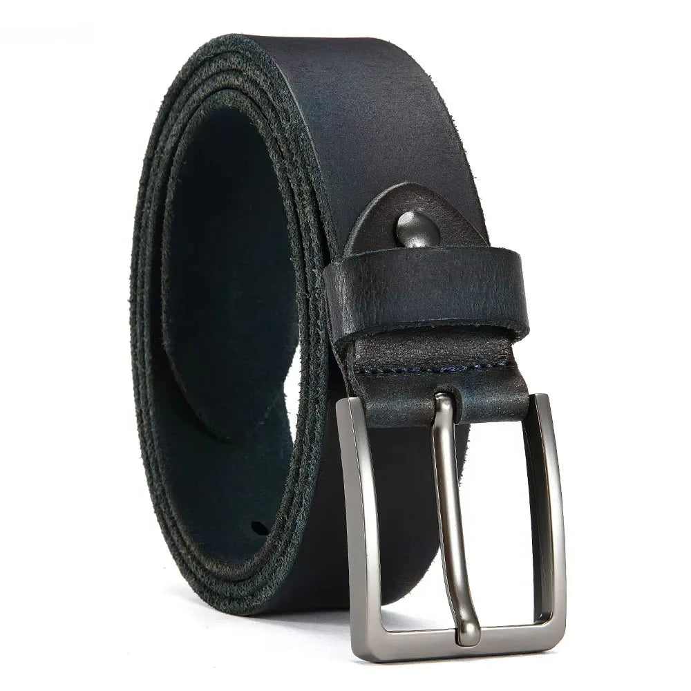 Genuine Leather For Men's High Quality Buckle Jeans Cowskin Casual Belts Business Cowboy Waistband Male Fashion Designer