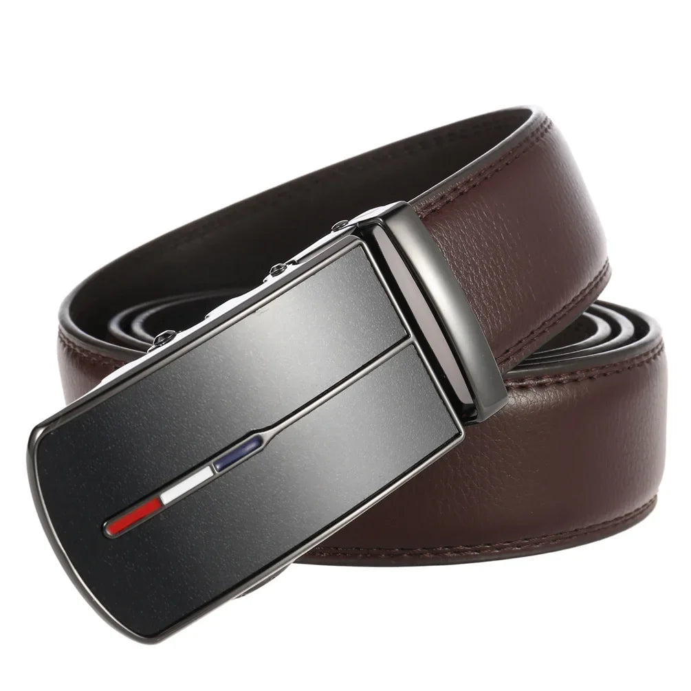 Men's Leather Belts Fashion Automatic Buckle Cowskin Male Belts Luxury Designer Black Brown 3.5cm