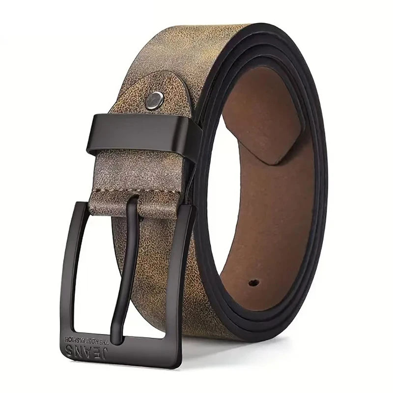 New Men's High-Quality PU Leather Belt Metal Pin Buckle Belt Leisure Business Waistband Fashionable Male Accessory Designer Belt