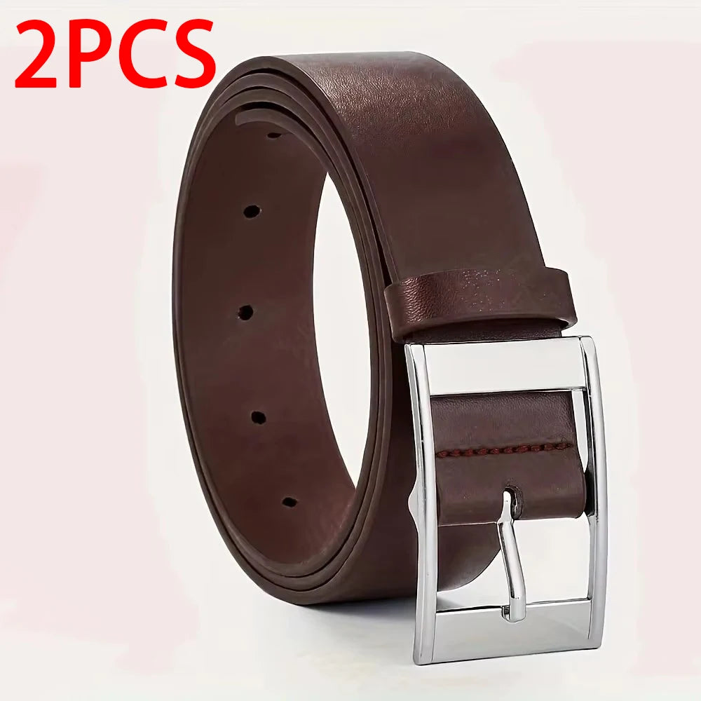 New Luxury Belt for Men PU Leather Belt Metal Pin Buckle High Quality Famous Brand Designer Waist Strap Belts for Jeans Men Belt