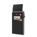 Black wallet with card slots and money pocket on a white background
