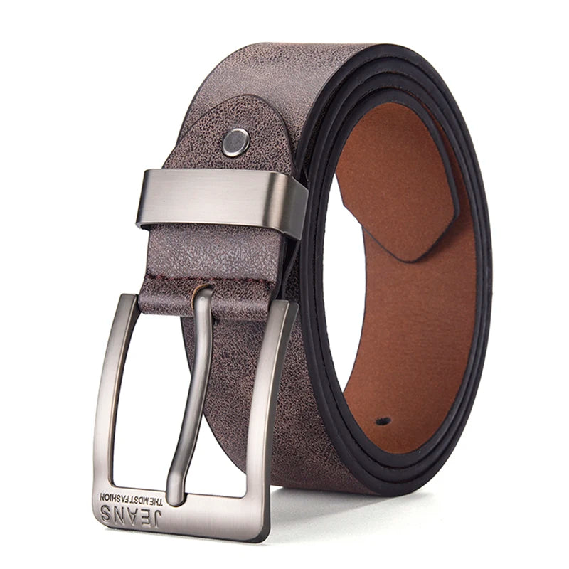 New Men's High-Quality PU Leather Belt Metal Pin Buckle Belt Leisure Business Waistband Fashionable Male Accessory Designer Belt