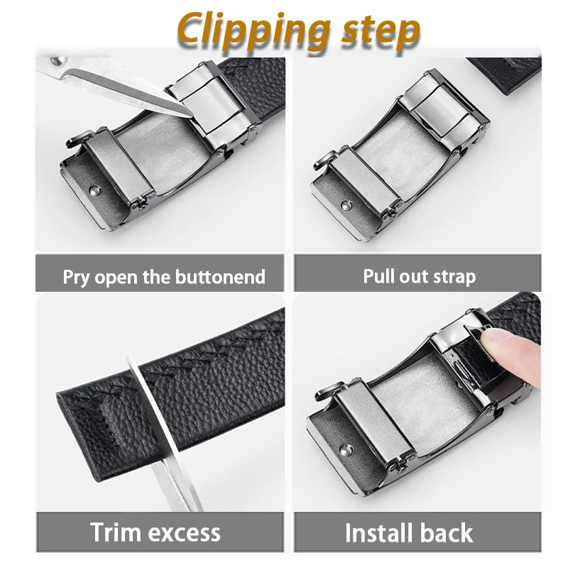 High-End Fashion Business Belt for Men - 3.5cm, Handsome Alloy Automatic Buckle, Durable PU Leather