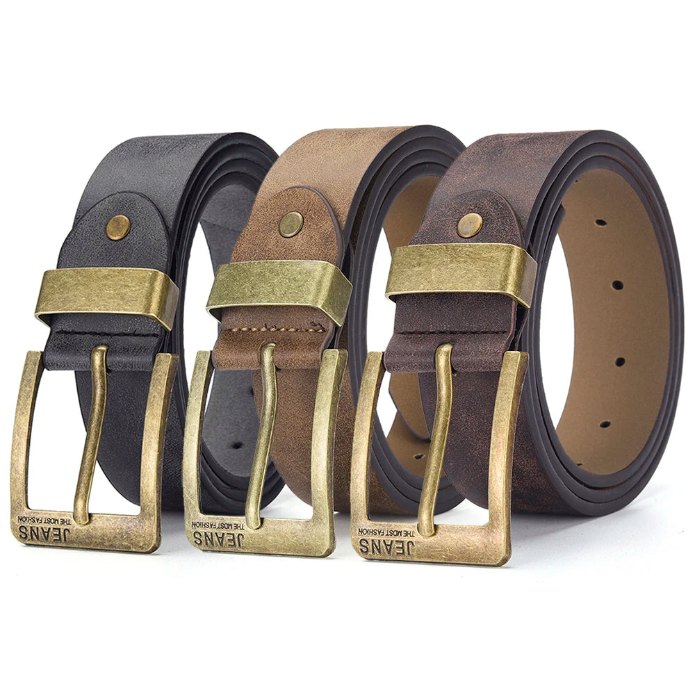 New Men's High-Quality PU Leather Belt Metal Pin Buckle Belt Leisure Business Waistband Fashionable Male Accessory Designer Belt