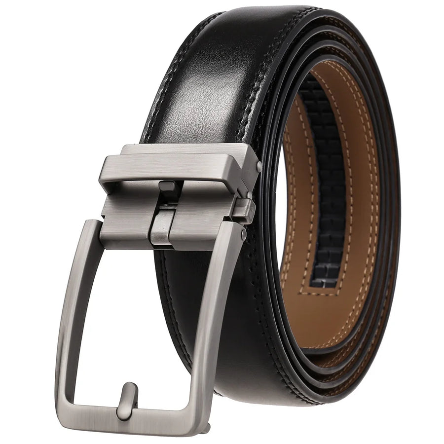 Men’s Cowskin Leather Automatic Buckle Belt – Black & Brown