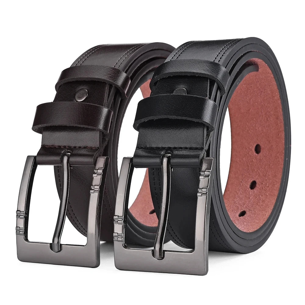 Genuine Leather For Men's High Quality Buckle Jeans Cowskin Casual Belts Business Cowboy Waistband Male Fashion Designer 2024New