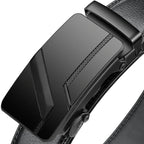 Close-up of a black belt buckle on a white background
