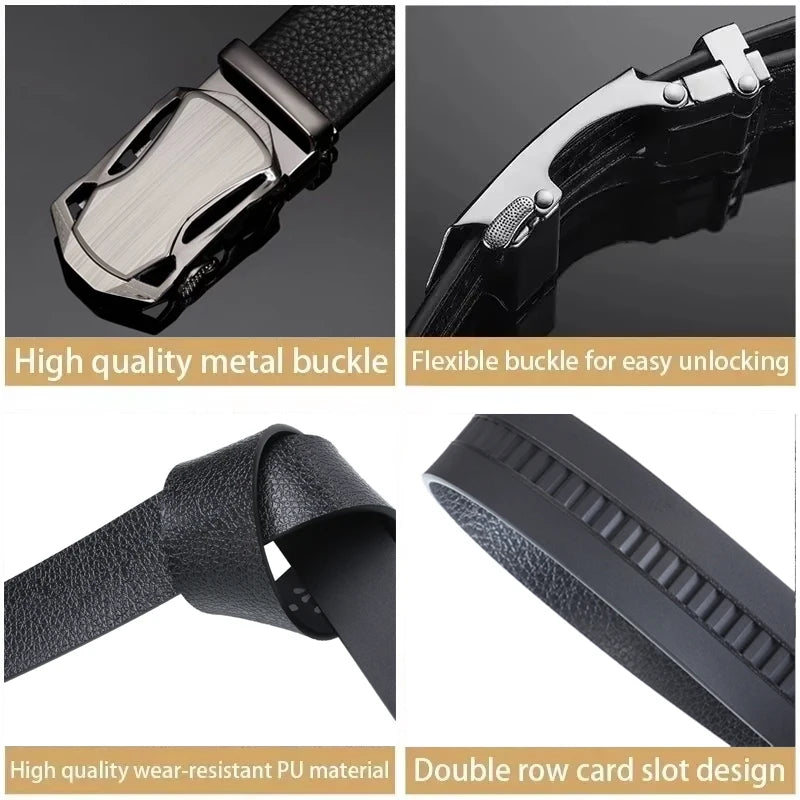 Fashion Business Men'S Belt Luxury Brand Belt Metal Buckle Belt High-Quality PU Leather Soft Belt With Cargo Pants Jeans