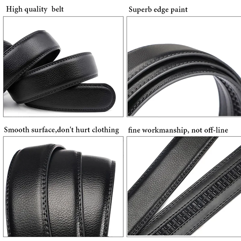 Black leather belt with close-up details on a white background