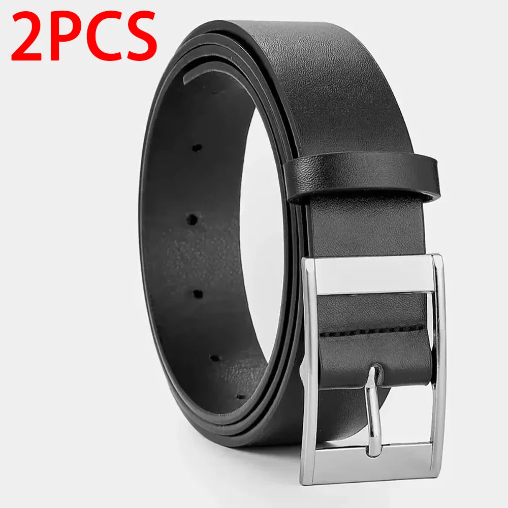 New Luxury Belt for Men PU Leather Belt Metal Pin Buckle High Quality Famous Brand Designer Waist Strap Belts for Jeans Men Belt