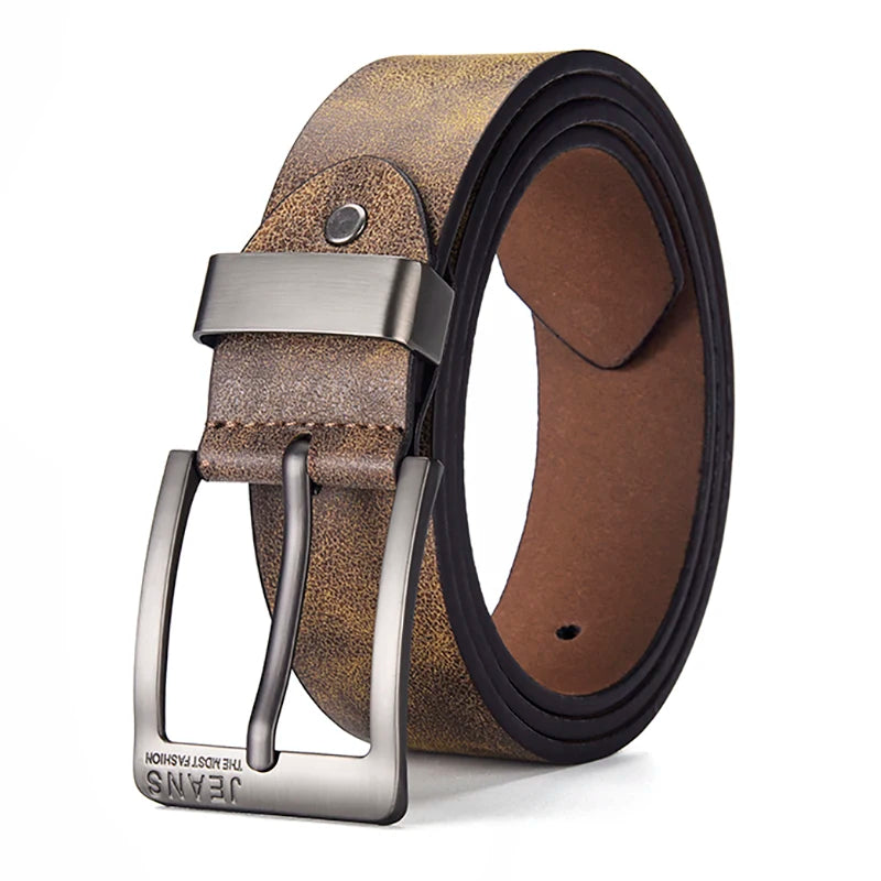 New Men's High-Quality PU Leather Belt Metal Pin Buckle Belt Leisure Business Waistband Fashionable Male Accessory Designer Belt
