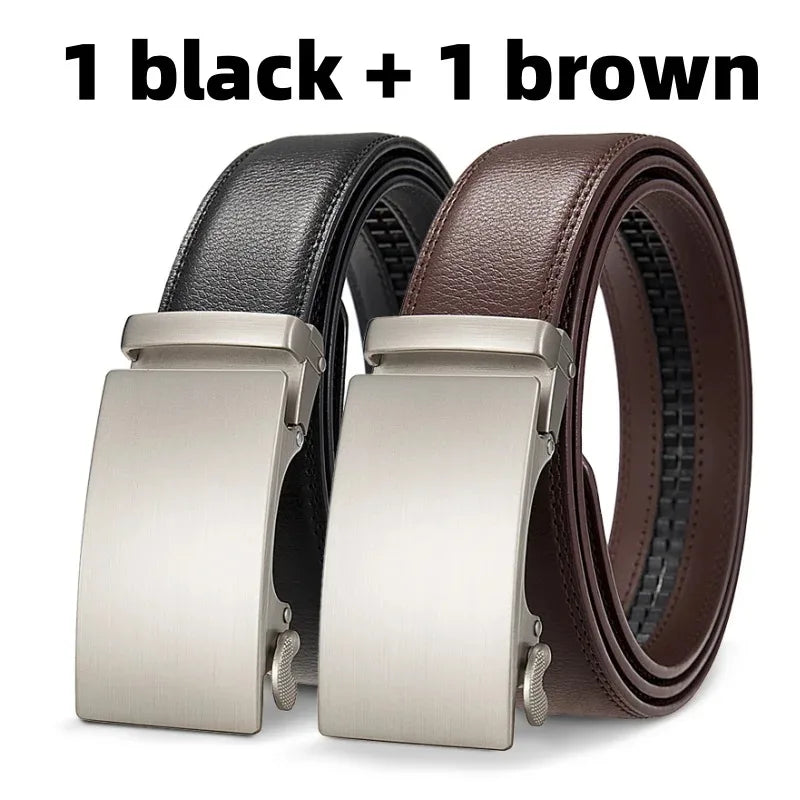 High-End Fashion Business Belt for Men - 3.5cm, Handsome Alloy Automatic Buckle, Durable PU Leather